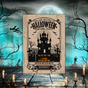 Invitación Vintage Hauned House Halloween Party