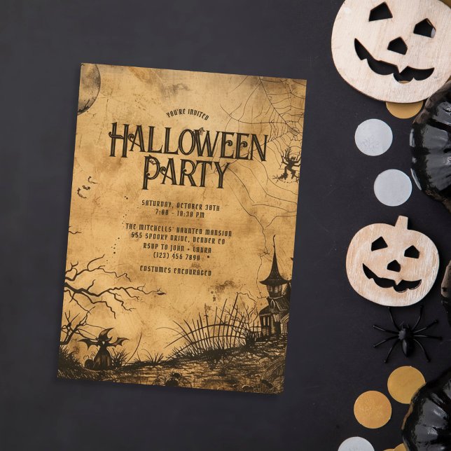 Invitación Vintage Hauned House Halloween Party (Subido por el creador)