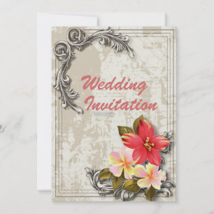 Invitación vintage hawaii hibiscus floral boda tropical