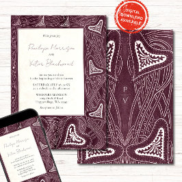 Invitación Vintage Hearts Frame Wedding Invitation