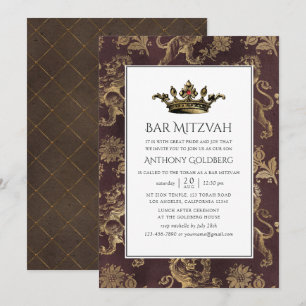 Invitación Vintage Heraldic Bar Mitzvah