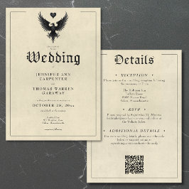 Invitación Vintage Heraldry Bird Insignia Dos Bodas