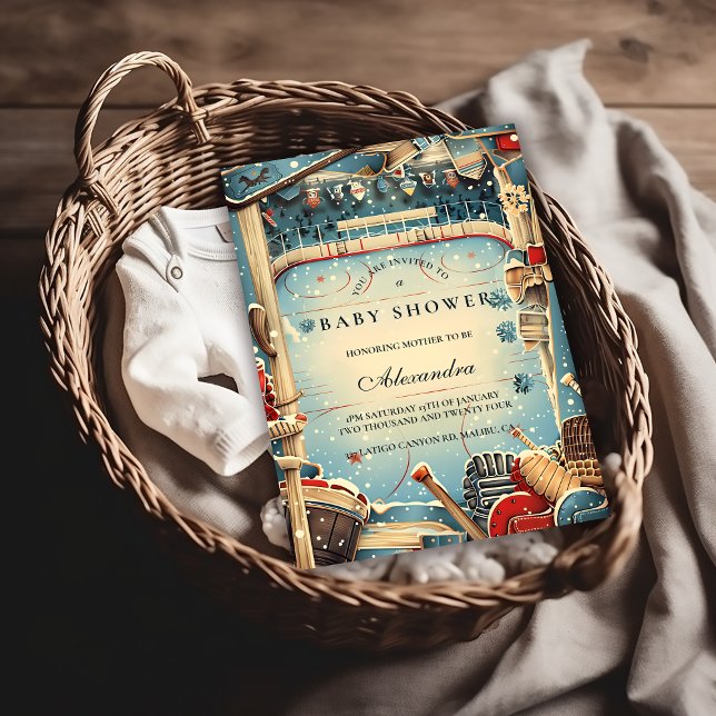 Invitación Vintage Hockey Baby Shower (Subido por el creador)