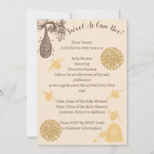 Invitación Vintage Honey Bumblebee Baby Shower