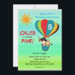 Invitación Vintage Hot Air Balloon Adventure Kids Cumpleaños<br><div class="desc">Se puede añadir texto al frente y al reverso.</div>