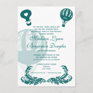 Invitación Vintage Hot Air Balloon Invitations Aqua