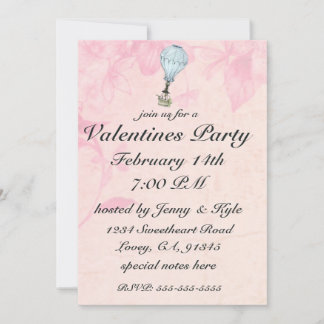 Invitación Vintage Hot Air Balloon Ride Valentine Invitacione