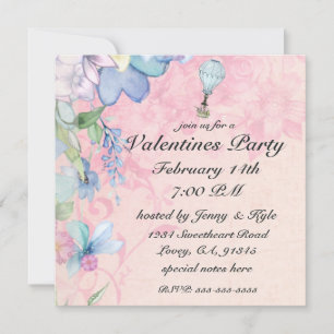 Invitación Vintage Hot Air Balloon Ride Valentine Invitacione