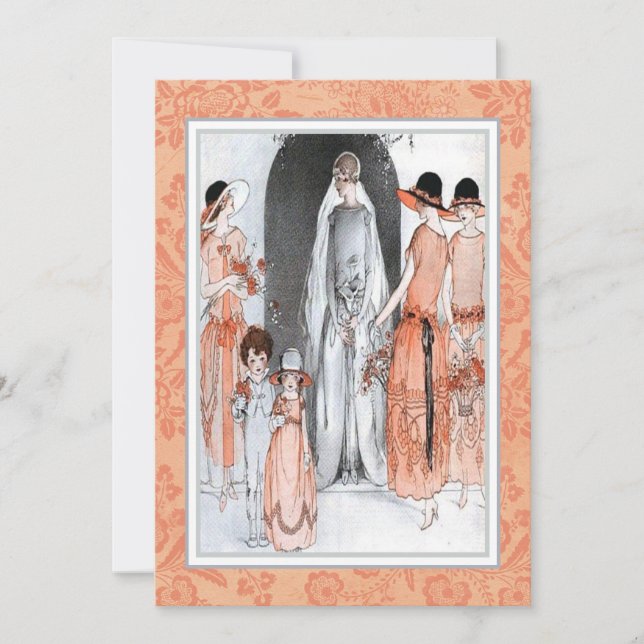 Invitación Vintage Ilustracion Bridal Party Shower (Anverso)