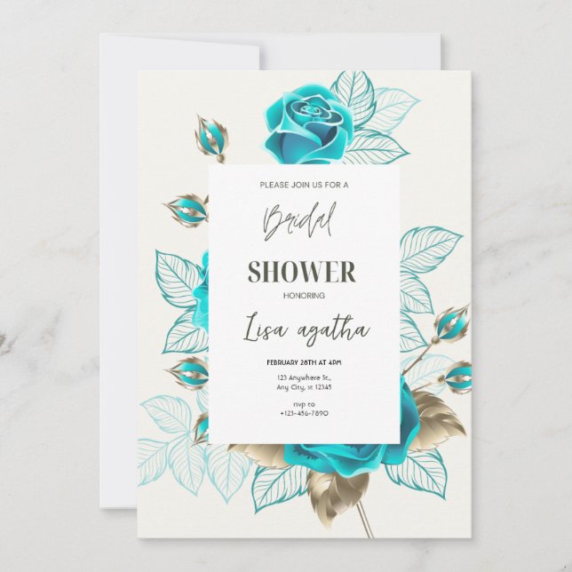 Invitación Vintage Ilustracion Rosa Bridal Shower A4