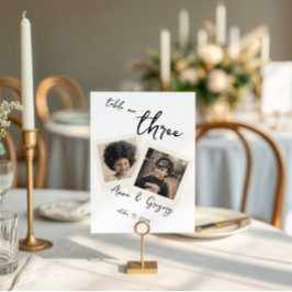 Invitación Vintage Instant Photo Handwriting 5x7 Table Number