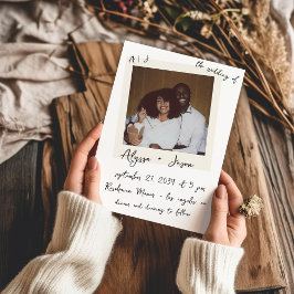 Invitación Vintage Instant Photo Handwritten Monogram Wedding