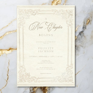 Invitación Vintage Ivory Book Nuevo capítulo comienza ducha