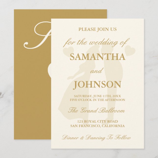 Invitación Vintage Ivory Elegant Monogram Wedding (Anverso / Reverso)
