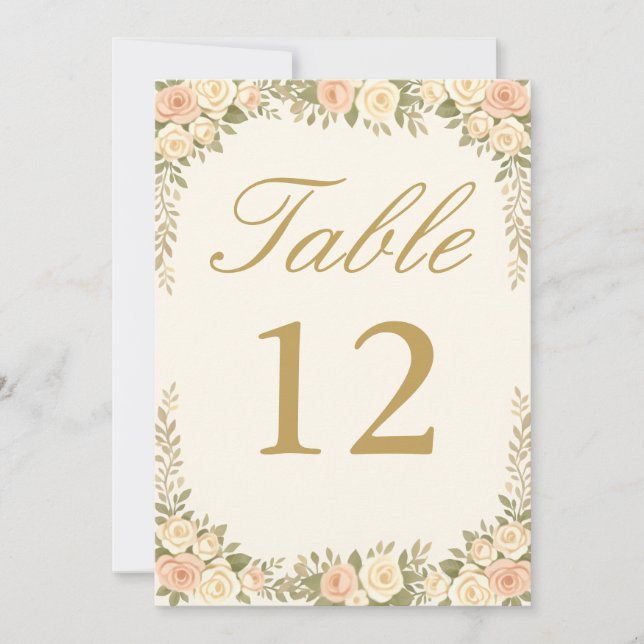 Invitación Vintage Ivory Elegant Wedding Table Number (Anverso)