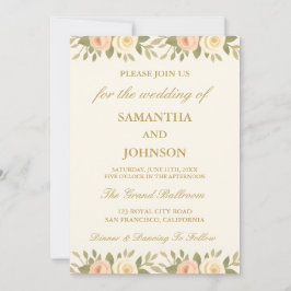 Invitación Vintage Ivory Floral Elegant Wedding Invitation
