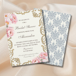 Invitación Vintage Ivory Floral Peony Christian Bridal Shower