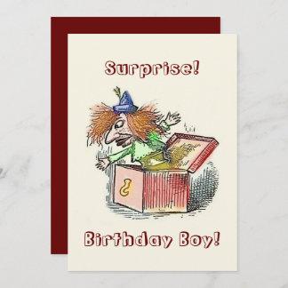 Invitación Vintage Jack-in-the-box Clown Birthday Card