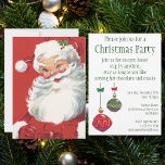 Invitación Vintage Jolly Winking Santa Claus, Fiesta de Navid<br><div class="desc">Invitación de fiesta para Navidades personalizares,  simplemente agrega tu información! Diseño de vacaciones de Navidades de ilustracion de época con un feliz y alegre Santa Claus usando un gorra y guiñando el ojo como si tuviera un secreto. Ho,  ho,  ho,  ¡Feliz Navidad!</div>