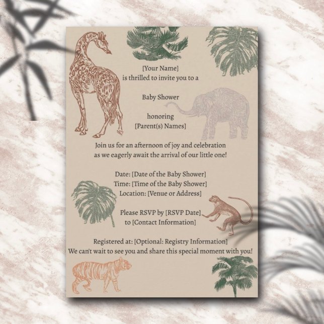 Invitación Vintage Jungle Safari Baby Shower (Subido por el creador)