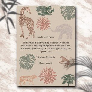 Invitación Vintage Jungle Safari Baby Shower Gracias