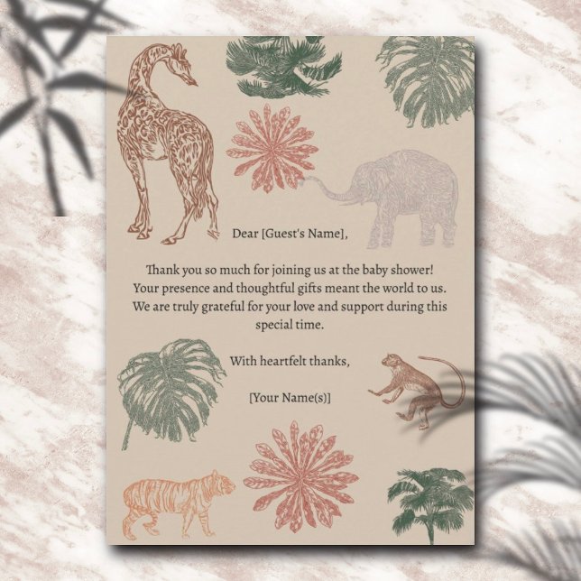 Invitación Vintage Jungle Safari Baby Shower Gracias (Subido por el creador)