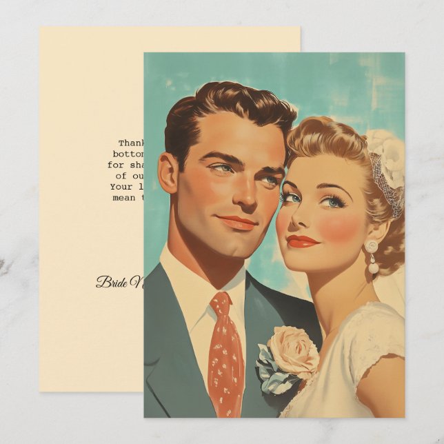 Invitación Vintage Just Casried Bliss (Anverso / Reverso)