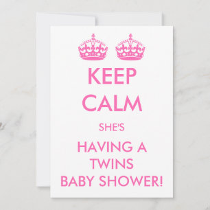 Invitación Vintage Keep Calm es una niña Gemelas Baby Shower