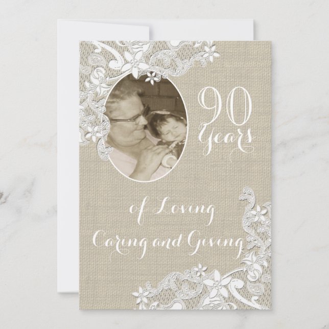 Invitación Vintage Lace Birday con foto (Anverso)