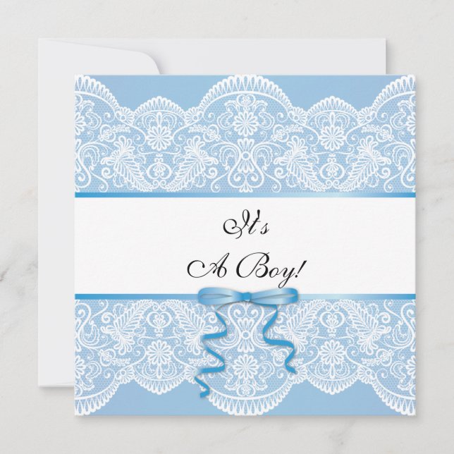 Invitación Vintage Lace Boy Baby Shower (Anverso)