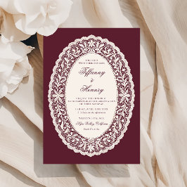 Invitación Vintage Lace Burgundy Wedding Invitation
