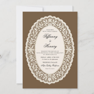 Invitación Vintage Lace Doily Wedding Invitation