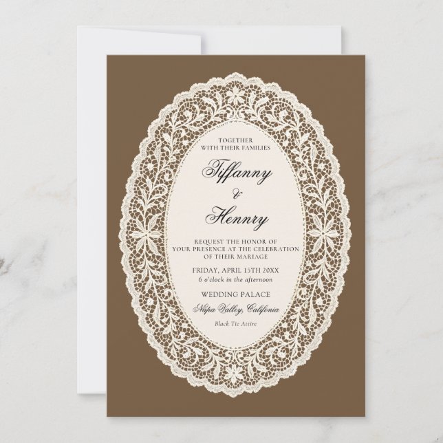 Invitación Vintage Lace Doily Wedding Invitation (Anverso)