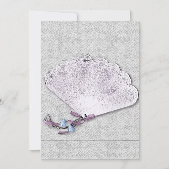 Invitación Vintage Lace Fan Boda (Anverso)