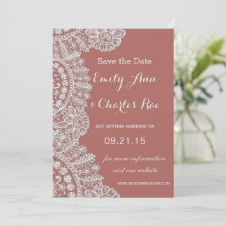 Invitación Vintage Lace Marsala o cualquier Boda de color