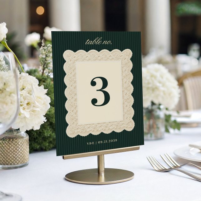 Invitación Vintage Lace Old Money Wedding Table Number  (Subido por el creador)