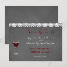 Invitación Vintage Lace Winery Wedding SAVE THE FATE