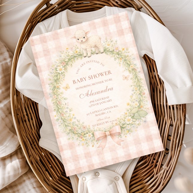 Invitación Vintage Lamb Floral Baby Shower (Subido por el creador)