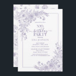Invitación Vintage Lavender Floral Line Art 50 cumpleaños<br><div class="desc">Celebre un hito en estilo con nuestra Invitación de cumpleaños 50 de la Línea Floral de Lavanda Vintage. Desde su caligrafía con letras a mano hasta los vintage arreglos artísticos en lavanda elegante, esta invitación marca el tono para su día especial. Con el patrón floral correspondiente en la parte posterior...</div>