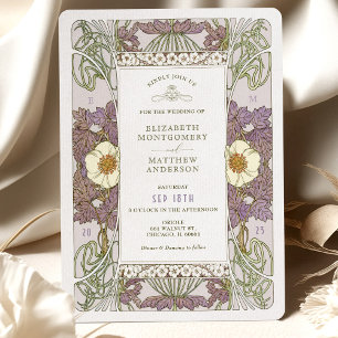 Invitación Vintage Lavender Wedding Invitations Art Nouveau