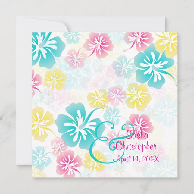 Invitación Vintage/Leis/Luau/hibiscusInvitaciones de matrimon (Anverso)