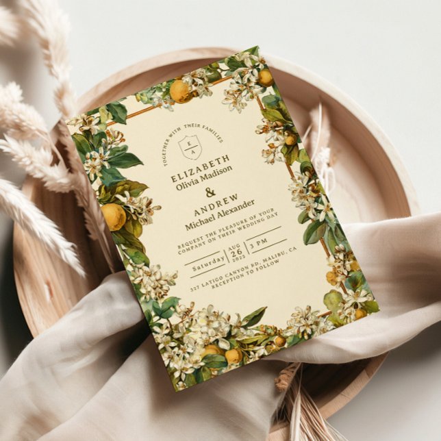 Invitación Vintage Lemon Blossom Botanical Wedding (Subido por el creador)