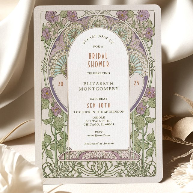 Invitación Vintage Lilac Bridal Shower Art Nouveau Deco (Subido por el creador)