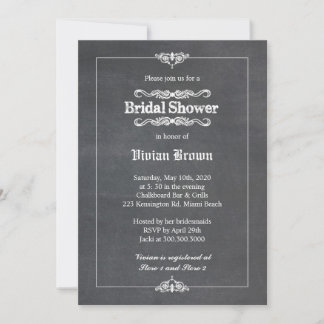 Invitación Vintage Look Chalkboard Bridal Shower