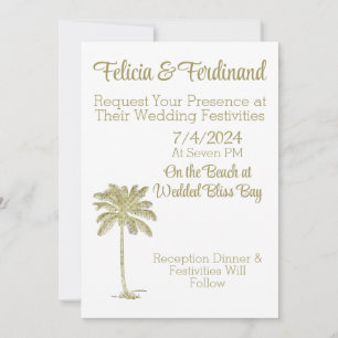 Invitación Vintage Look Coconut Palm Tree Beach Wedding