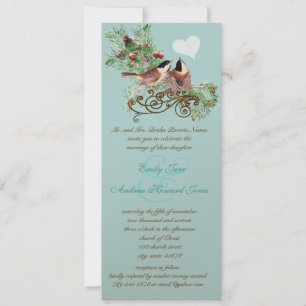 Invitación Vintage Love Birds Chickadees Wedding Invitation