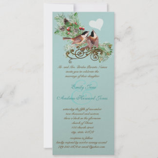 Invitación Vintage Love Birds Chickadees Wedding Invitation