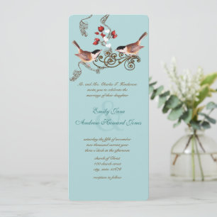 Invitación Vintage Love Birds Chickadees Wedding Invitation
