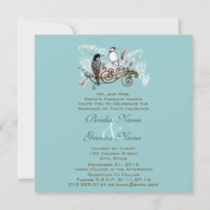 Invitación Vintage Love Birds Wedding Invitation White Notes
