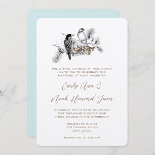 Invitación Vintage Love Birds Wedding Invitation White Notes